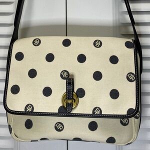 Dooney & Bourke Vintage Canvas B&W Logo Polka Dots Purse